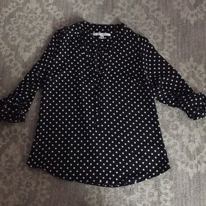 Lauren Conrad Black polka dot blouse